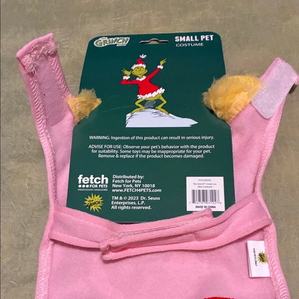 The Grinch Pink and Yellow Small Pet Costume-NWT’s